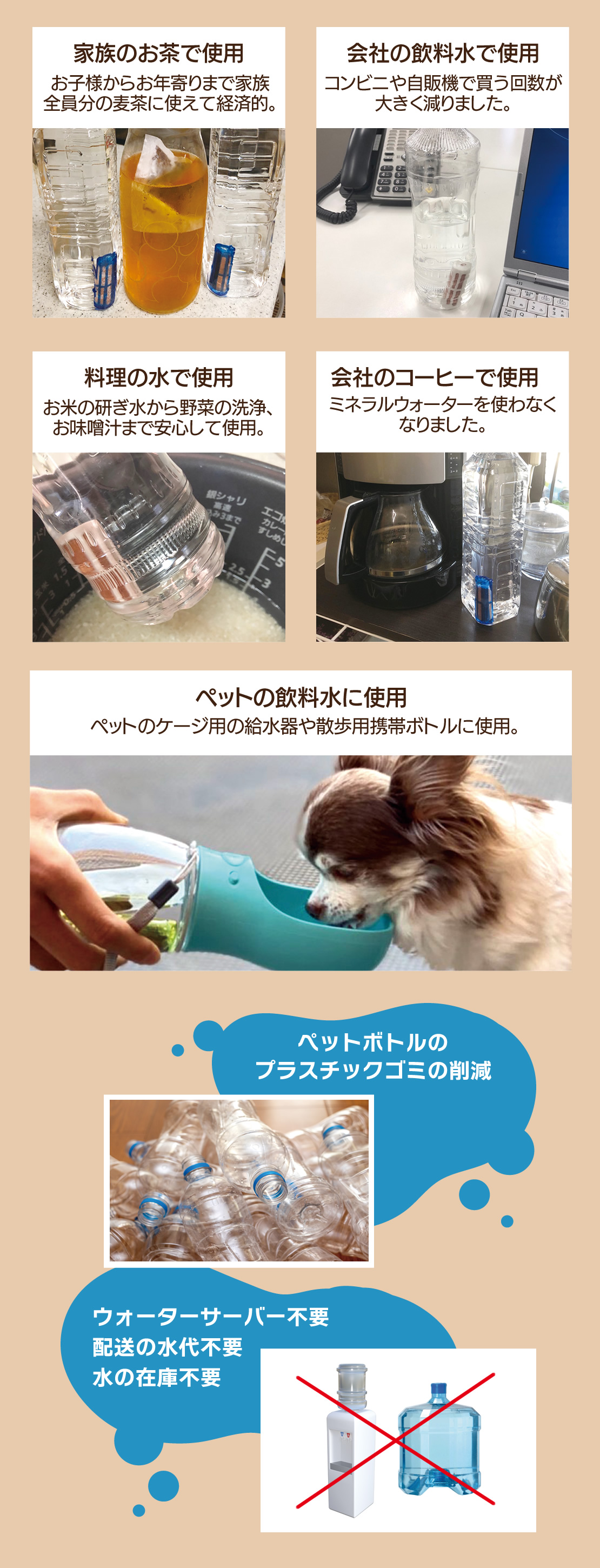 銅の力で残留塩素を99.9％除去！Cu-water携帯浄水器（クウォーター）